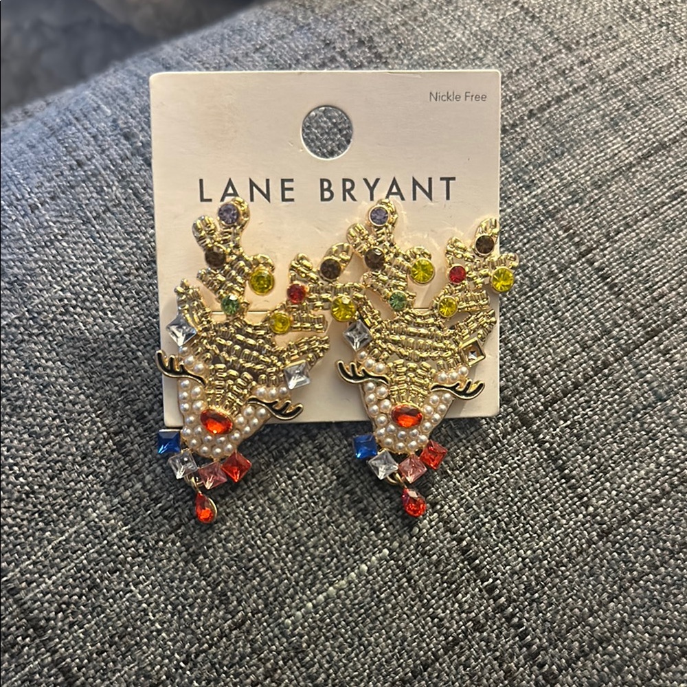 Lane Bryant Gold Earrings with Colorful Gems